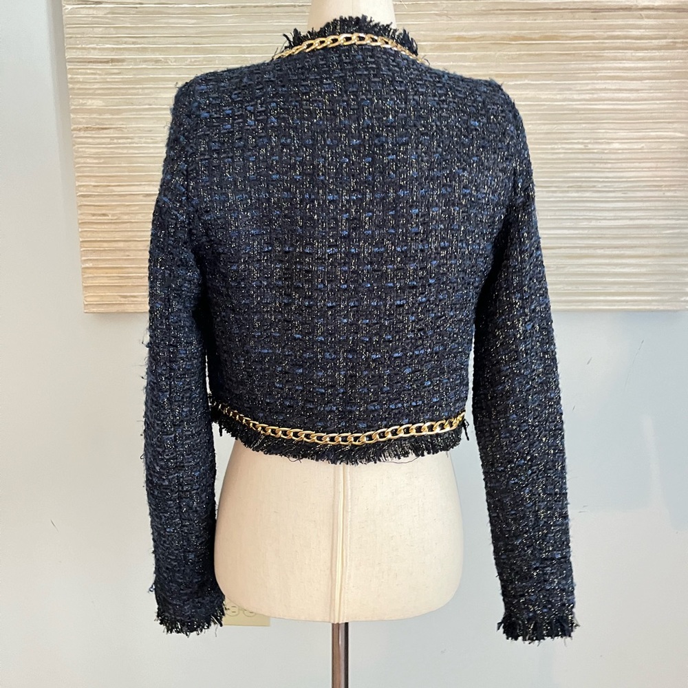 Christian Lacroix blue tweed cropped open ladies jacket size XS NWT - Picture 9 of 11